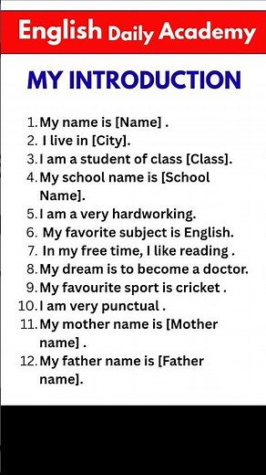 My Introduction in English | Introduce yourself in easy way 🚀