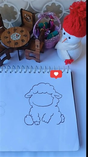 cute 🥰 lamb drawing | youtube shorts| @ beginners _art -v4c #