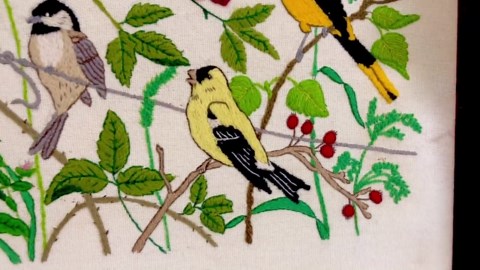 Vintage Embroidery Crewel Summer Gathering by Linda Powell Framed Picture 15.5X24 - Etsy