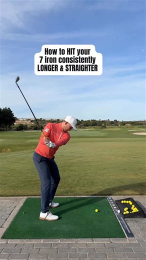 How to hit 7 iron longer & super straight! 🏹✅ Follow for simple golf tips #golf #golfinstruction #golflesson #golfpractice #golfisgreat #golftips | Alex Elliott Golf