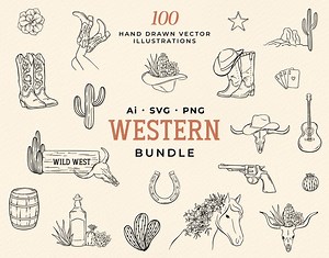 Floral Cowboy SVG: Hand-drawn Western Clipart (digital Download) - Etsy Canada