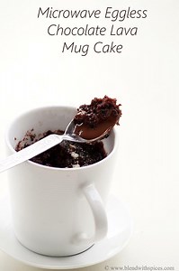 Microwave Eggless Chocolate Lava Mug Cake Recipe - How to make Microwave Molten Lava Cake - Blend with Spices