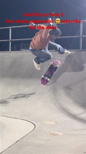 My first heelflip to fakie 2 year skate progress 🤯😬#skateboarding #shortsviral