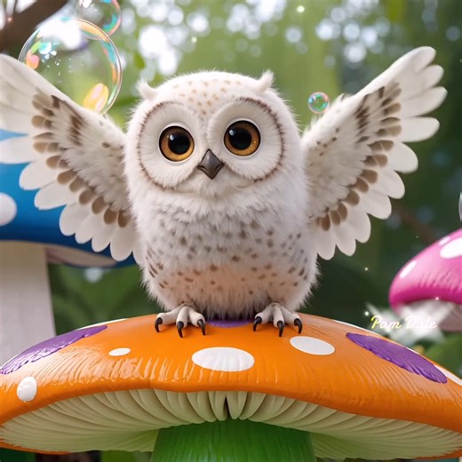Owl on a Mushroom. | Pam's Gifs and Videos