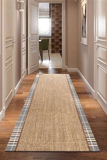 Boho Jute Style Runner Rug With Anti Slip Backing | Foldable Rustic Beige Rug for Hallway, Entry or Farmhouse Decor, DM951270 - Etsy