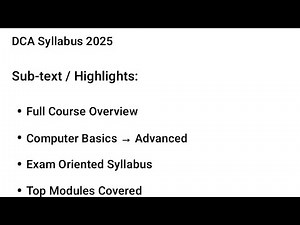DCA SYLLABUS 2026 #DCASYLLABUS