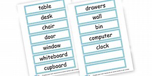 Classroom Objects Labels