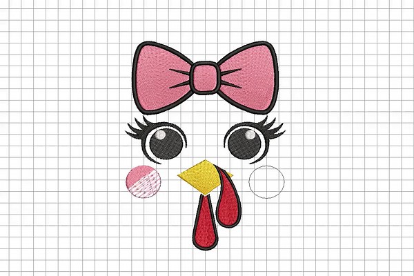 Cute Turkey Face With Bow Embroidery Design, Turkey Face Machine Embroidery, 4 Sizes, Instant Download - Etsy