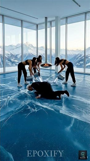 You won’t believe this ice glacier epoxy flooring😱😱😱