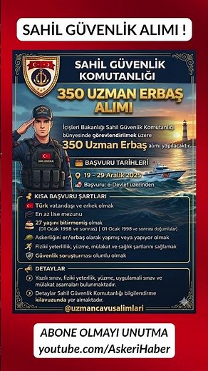 Sahil Güvenlik Uzman Erbaş Alımı ! #türkaskeri #asker #sahilgüvenlik #bayrak #tsk #army #military