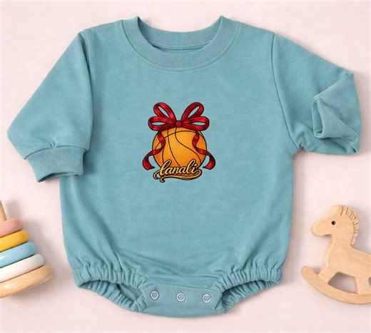 Basketball Name Baby Romper, Custom Embroidered Sports Girl Newborn Outfit, Red Bow Basketball Baby Shower GIFT, Coming Home Suit - Etsy