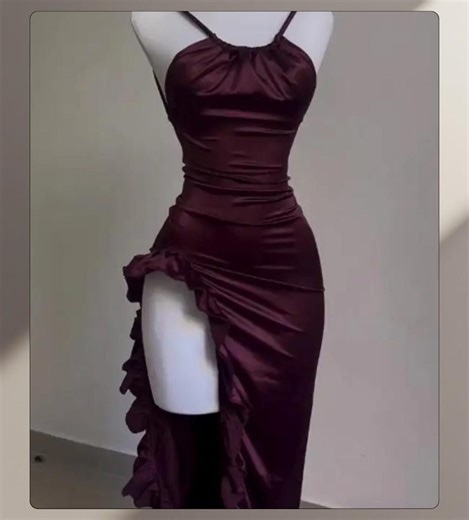 Sculpted Halter Ruffle Split Maxi Dress – Elegant Backless Bodycon Evening Gown in Plum, Black for Party, Wedding, Formal Glam Looks - Etsy