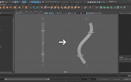 Maya教学：曲线点变形器(Point on Curve Deformer)