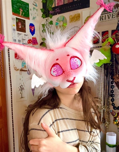 Valentine Kitty Mask>.< - Etsy