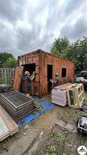 Rusted Shipping Container → Minimalist Backyard Studio