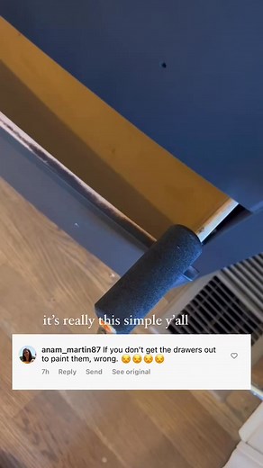 whose side are you on?! 🧐 I used to take the drawers out, but it was an endless supply of tape, drape, and space. Keeping the drawers in protects the drawers and interior from overspray and keeps my precious garage space open while I’m working. Apply thin coats and I promise nothing sticks. #diy #dressermakeover #fusionash #furnitureflip #furnituredesign #furniturepaint #diytipsandtricks #drawers #fusionmineralpaint #diyadvice | flipbyjose