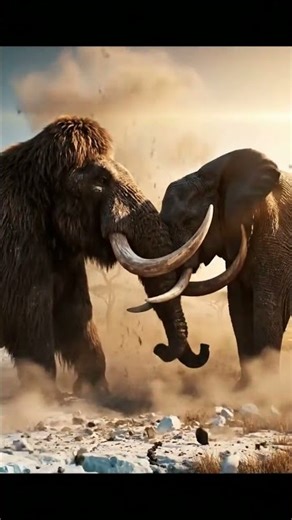 Mammoth vs African Elephant – Titans Collide #animalarena #whowouldwin #animalbattle #mammoth