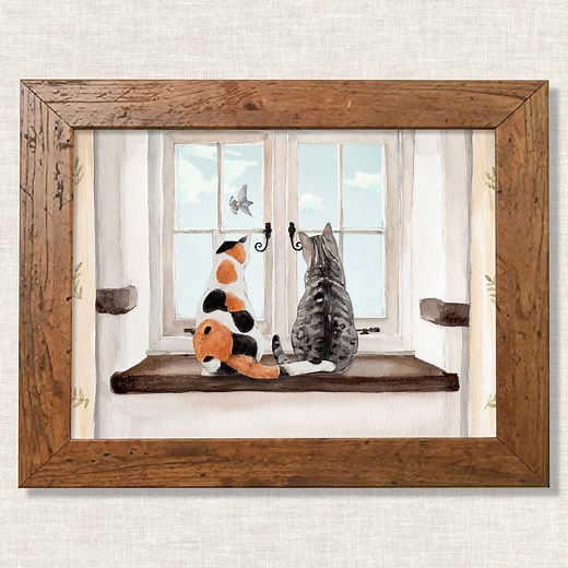 Custom Cat Print, Personalized Cat Print, Wall Art Rustic, Décor, Gift for Cat Lovers, Vintage Style Painting, Country Home Wall Décor Pets - Etsy