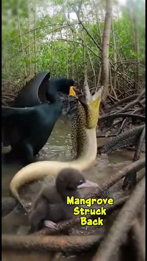 The Moray Eel Slid Out of the Mangrove… The Flightless Cormorant Struck First