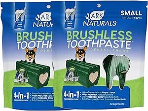 ARK Naturals Brushless Toothpaste, Small Breed Dog Dental Chews Bundle Pack, Vet Recommended, 2 Pack, Green with White Center (40020)