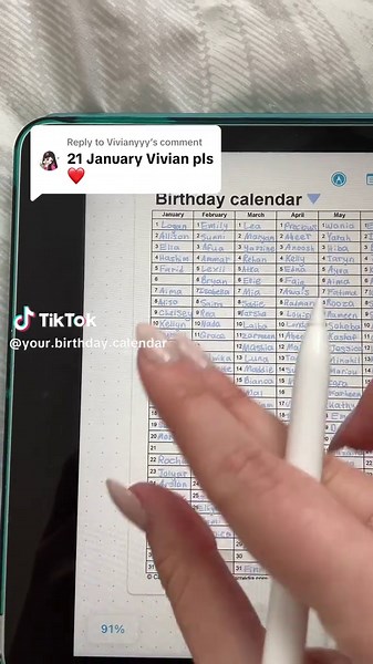 Replying to @Vivianyyy #fyp #foryou #birthday #birthdaycalendar #calendar #names #zyxcba