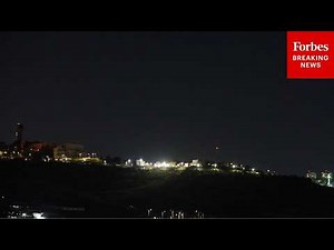 Missiles Visible In Jerusalem's Night Sky As Airstrikes Continue Across Middle East