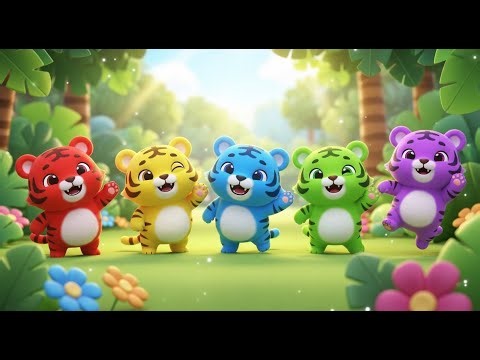 Five Little Tiger Cubs Roar Roar Roar | Wild Animal Sounds & Counting Song