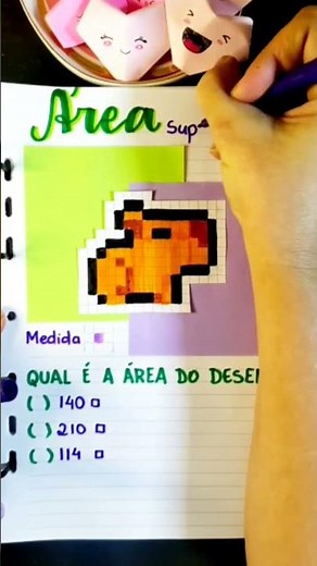 Medida de área em malha quadriculada #capivara #capybara #pixelart #matemática #quintoano