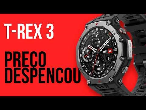 DESPENCOU O PREÇO! AMAZFIT T-REX 3 BLACK no MENOR PREÇO! O melhor smartwatch do momento?