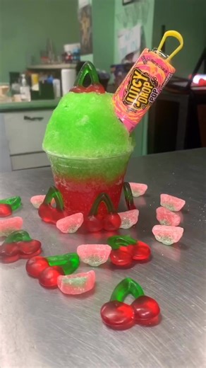 How To Make Juicy Raspa with Cherry Gummies and Juicy Drop Pop Candy
