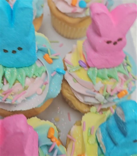 5.2K views · 45 reactions | Peep Cupcakes in UPTOWN #bunnyhop #kjselegantpastries #cupcakes | K & J's Elegant Pastries | Facebook