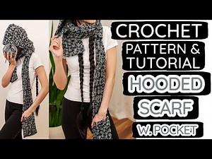 How to Crochet a Hooded Scarf w. Pockets | Pattern & Tutorial DIY