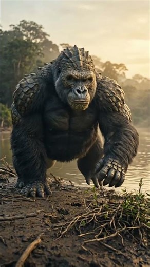 Gorilla + Crocodille is real? #wildlife #hybridanimals #animals #fusionanimals #ia #crocodile