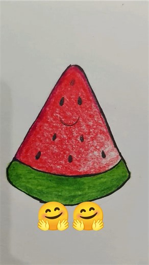 Cute Watermelon Drawing 🍉 | Easy Cute Food Drawing Tutorial #shorts #drawing #howtodraw #satisfying