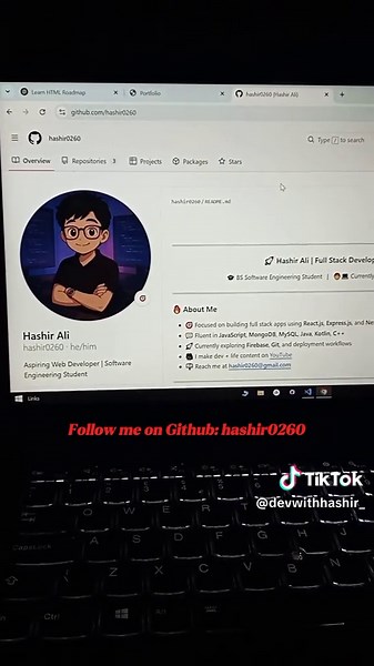 🎯 Day 4 of My Web Dev Journey 💻 Today I mastered HTML & built my first portfolio website using just HTML! 🔥 Step by step, building my dream one line of code at a time 👨‍💻✨ Can’t wait to dive into CSS next! 💡 #devwithhashir starts strong 💪 🧠 Learning > Scrolling 🌐 From Zero to Web Hero 🚀 Stay tuned for Day 5! #WebDevelopment #HTML #CodingJourney #FrontendDev #PortfolioBuilder #LearnToCode #WebDevDiary #SelfTaughtDeveloper #TechTok #DayInTheLife #ProgrammerLife #CodingReels #webdevwithha