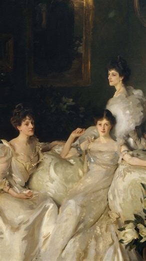 The Metropolitan Museum of Art on Instagram: "Meet the daughters of the Honorable Percy Wyndham! Painted by John Singer Sargent, born on this day in 1856, this striking portrait depicts Madeline Adeane, Pamela Tennant, and Mary Constance, Lady Elcho. Set in their London drawing room, the sisters’ elongated figures and fluid brushwork embody the elegance of turn-of-the-century aristocracy. A portrait of their mother by George Frederic Watts hangs in the background, subtly linking Sargent to paint