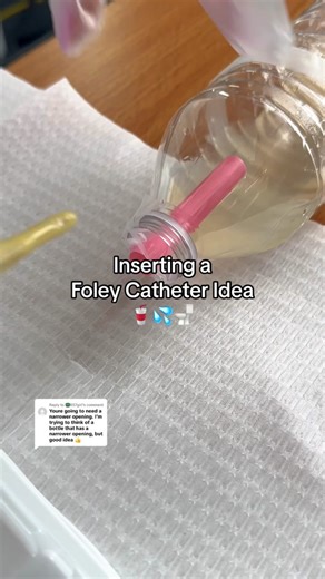 Replying to @📟857girl Prep for your skills check by practicing Foley insertion at home 🥤 🙂! #nursingnotes #nursingskills #RN #BSN #nurse #nursesofIG #nurseinthemaking