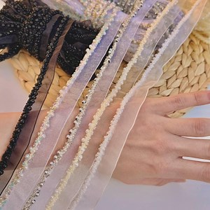 Pearl Beaded Lace Ribbon Trim: Wedding Dress Embellishment, White, Black, Silver, Ivory - Etsy