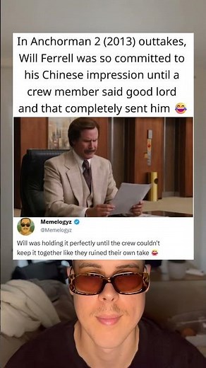 In Anchorman 2 (2013) outtakes, Will Ferrell’s commitment finally breaks the room 😂