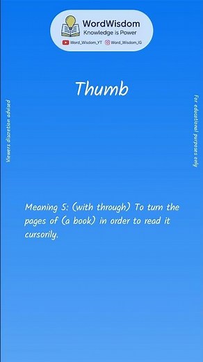 What does "Thumb" mean? | English vocabulary shorts | #thumb #wordwisdom
