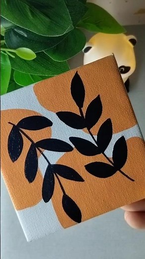 🍂 Minimalist Leaf Canvas Painting | Easy Boho Art Idea 🎨#ytshorts #goviral #likes #diy