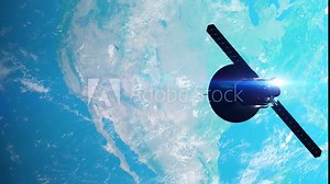 Satellite low orbiting Earth, high-speed Internet connection around the globe. Global coverage satellite network