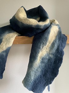 Hand Felted Wool Scarf - Indigo Dyed, Artisan Natural Fiber Winter Scarf, Eco Friendly Gift, Handmade. - Etsy