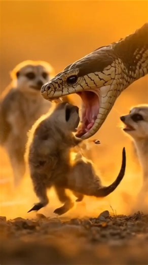 ⛔4 Meerkats Take on a Deadly Snake… You Won’t Believe What Happens! #wildlife #animalfight