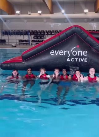 4.6K views · 16 reactions |  Make a splash with an unforgettable inflatable party session at our pools  Dive into the excitement as you bounce, slide, and laugh your way through inflatable obstacle courses and games ‍♂️ Perfect for birthdays, celebrations, or just a fun day out with friends and family! #EveryoneActive #Swimming #SwimmingPool #BirthdayParty #InflatableParty #PoolFun #SplashZoneCelebration | Everyone Active | Facebook