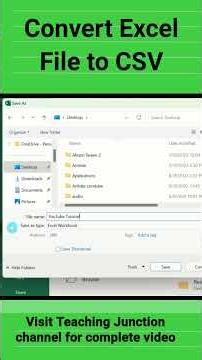 How to Convert Excel File to CSV File #teachingjunction #excel #csv #shorts #short