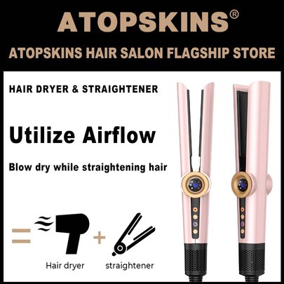 ATOPSKINS 2-In-1 Multifunctional Styling Tool (Pink) | 200M Negative Ions, High-Speed Airflow And Fast Heating | 3 Temperature Settings, Hot/Cold Mode, LCD Display | Auto Shut-Off And Overheat Protection | Anti-Frizz And Anti-Static | Suitable For Home, Travel, Party, Salon, Wedding And Holiday | SHEIN