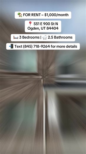 🏡 FOR RENT – $1,000/month 📍 551 E 900 St N Ogden, UT 84404 🛏 3 Bedrooms | 🛁 2.5 Bathrooms 📏 1,400 Sq Ft ✨ Spacious and comfortable home in Ogden, perfect for families or roommates looking for peace and convenience! 📲 Text (845) 718-9264 for more details #ogdenutah #utahrentals #houseforrent #rentalhomes #MoveInReady