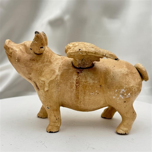 Vintage Cast Iron Flying Pig Bank – Whimsical Still Bank, Aged Patina - Etsy