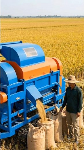 Modern Paddy Harvesting with Thresher Machine | Rice Farming Process